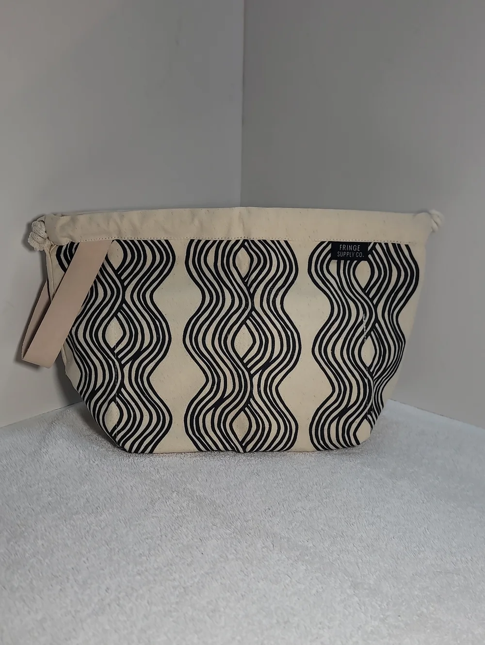 Jen Hewett Black & Cream Patterned Canvas Knitting Bag - NWT - Picture 1 of 9
